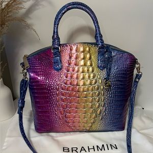 Brahmin Large Duxbury Satchel Magic Ombre Melbourne Leather New